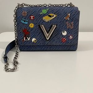 LOUIS VUITTON Twist Denim Charms Epi Leather Crossbody Bag blue Womens limited